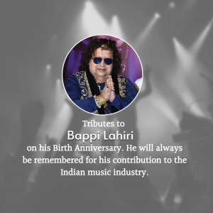 Portrait of Bappi Lahiri with tribute text