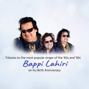 Image of Bappi Lahiri with tribute text
