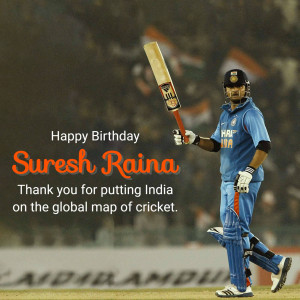 Suresh Raina celebrating with bat in hand