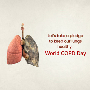 Illustration of lungs with text promoting World COPD Day and lung health.