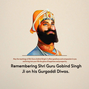 Portrait of Guru Gobind Singh Ji with Gurpurb message