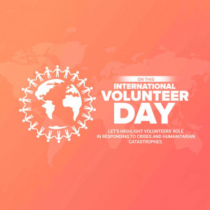 Graphic depicting people around the world celebrating International Volunteer Day.