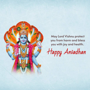 Image of Lord Vishnu with a blessing message for Anvadhan