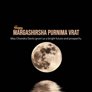 Margashirsha Purnima Vrat greeting with a full moon