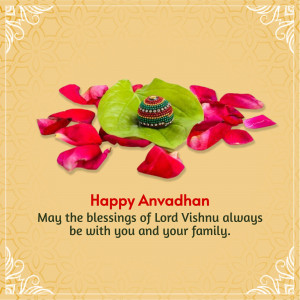 Anvadhan offering with flower petals and a sacred item