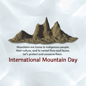 Image commemorating International Mountain Day with a mountain illustration and text.