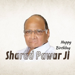 Portrait of Sharad Pawar with birthday greetings