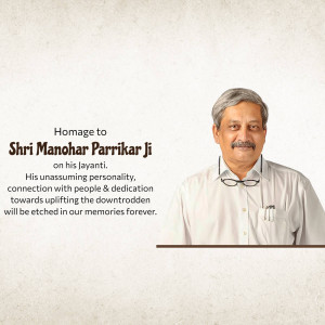 Portrait of Manohar Parrikar with a tribute message
