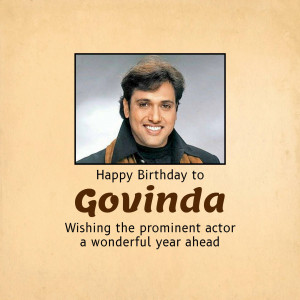 Birthday greeting for Bollywood actor Govinda