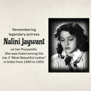 Black and white portrait of Nalini Jaywant, a legendary Indian actress.