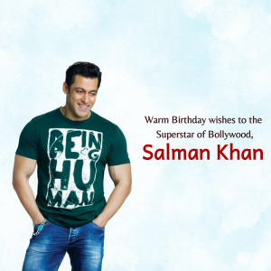Salman Khan in a green Being Human t-shirt with birthday wishes