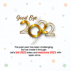 Golden 2022 text with stars and a farewell message