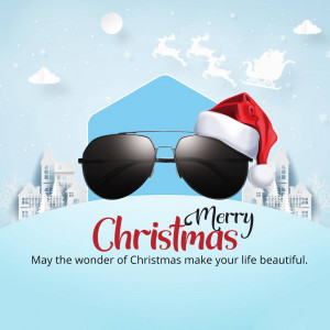 Merry Christmas With Sunglasses Promotional Banner For Telegram