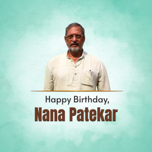 Portrait of Nana Patekar with a birthday greeting