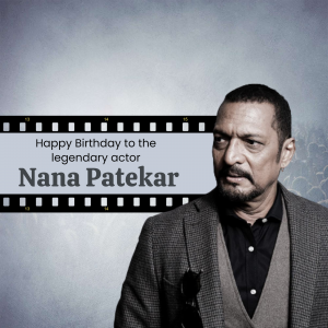 Portrait of Nana Patekar with a birthday greeting