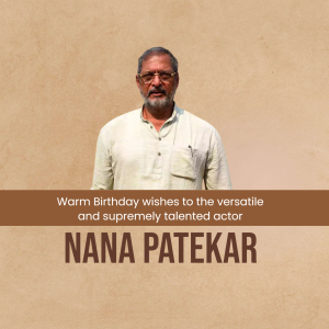 Portrait of Nana Patekar with birthday greetings