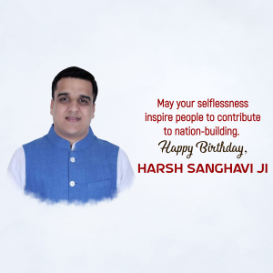 Portrait of Harsh Sanghavi Ji with a birthday message.