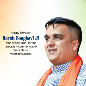 Portrait of Harsh Sanghavi Ji with a birthday message