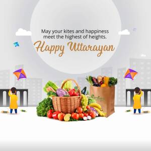 Happy Uttarayan With Fresh Harvest Poster For Telegram