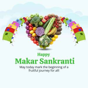Happy Makar Sankranti - Fruits And Vegetables Heart Creative Design For Pinterest