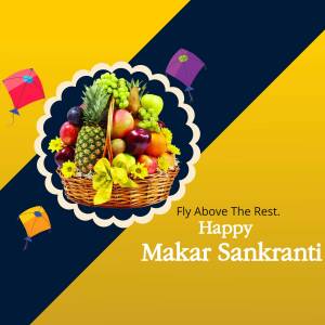 Happy Makar Sankranti Fruit Basket Marketing Image For Pinterest