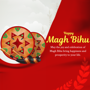 Magh Bihu festival greeting with traditional instruments