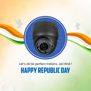 Security camera with Indian flag background for Republic Day