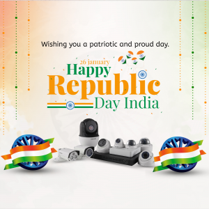 Republic Day India greeting with security camera display