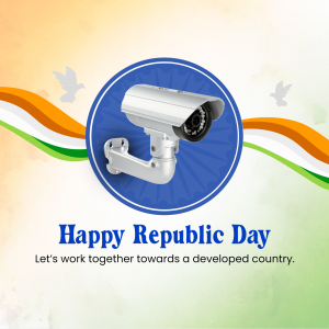 Security camera with Indian flag background for Republic Day
