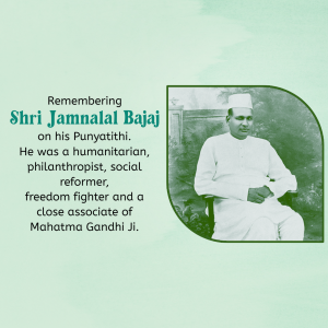 Portrait of Shri Jamnalal Bajaj, a humanitarian and freedom fighter