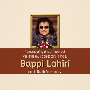 Portrait of Bappi Lahiri with a memorial message