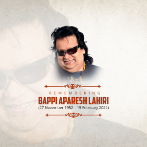 Portrait of Bappi Lahiri with remembrance text