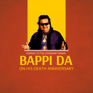 Portrait of Bappi Lahiri with tribute text
