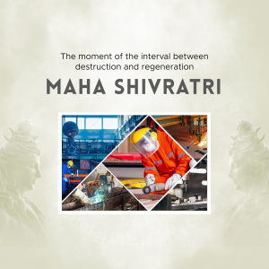 Maha Shivratri image with construction and religious symbolism