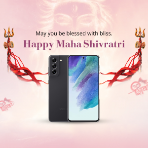 Samsung S23 Ultra phone with Maha Shivratri themed decorations