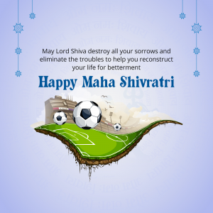 Maha Shivratri greeting with a football field landscape
