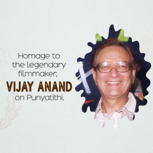 Portrait of Vijay Anand with artistic design