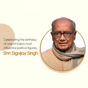 Portrait of Shri Digvijay Singh with birthday message