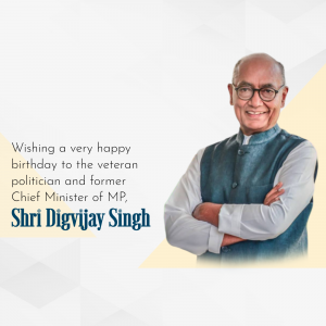Portrait of Shri Digvijay Singh with birthday greetings
