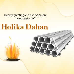 Image depicting Holika Dahan with a pile of wood and a flame