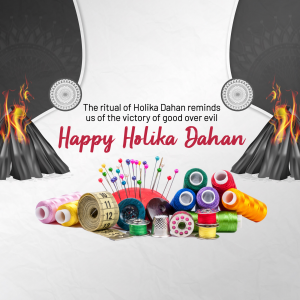 Holika Dahan celebration with colorful spools and bonfire