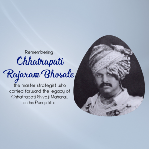 Portrait of Chhatrapati Rajaram Bhosale with text commemorating his legacy
