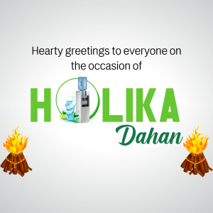 Holika Dahan celebration image with bonfire and water dispenser