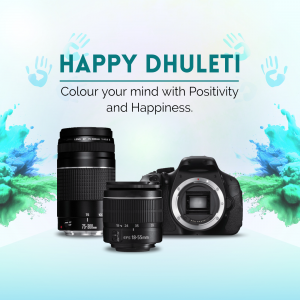 Dhulheti celebration with camera and color splashes