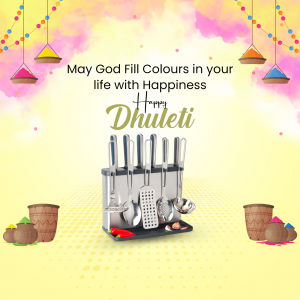 Dhulleti greeting with kitchen utensil set