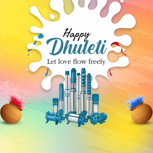 Dhuleti festival greeting with water pumps and traditional pots