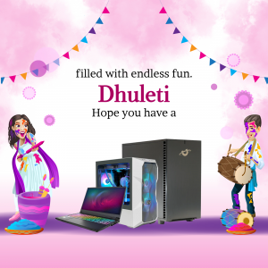 Image depicting Dhuleti festival celebrations alongside computer hardware.