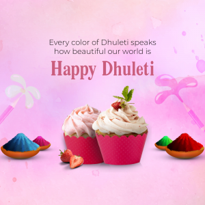 Dhuleti festival with cupcakes and colorful powders