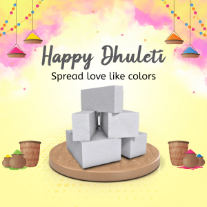 Dhulleti festival greeting with sugar cubes and colorful elements