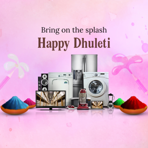 Colorful Dhulandi celebration with appliances on display